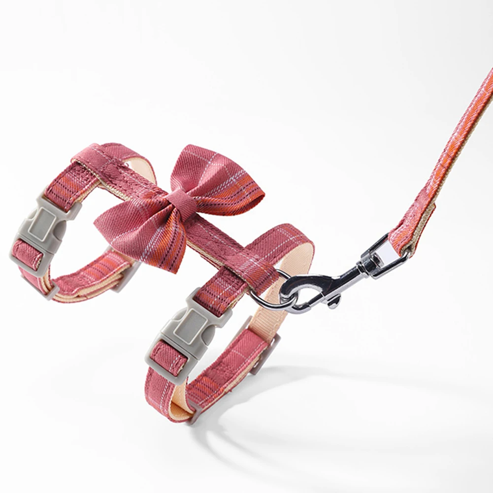 Pet Walking Safe Harnesses Belt Adjustable Cats Halter Collar Harness Leash Kitten Puppy Plaid