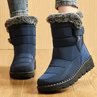 Bottes de neige imperméables avec fourrure pour femmes, talons bas, tendance, rinçage, chaussures d'hiver, 2024 5