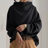 Autumn Simple Women's Long Sleeved Commuting Top New 2024 Streetwear Loose Blouses Casual Half High Collar Solid Color Pullover 5