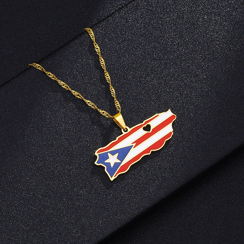 Puerto Rico Flag Necklace Stainless Steel 2