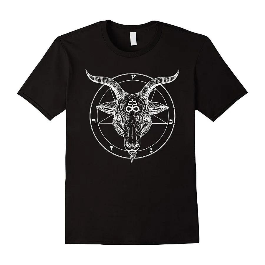 

Pentagram Baphomet Satanist Goat T-Shirt. Summer Cotton O-Neck Short Sleeve Mens T Shirt New S-3XL