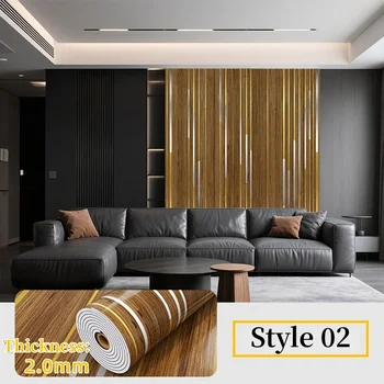 วอลเปเปอร์ลายไม้เทียมแบบมีกาวในตัวสำหรับตกแต่งผนังห้องนั่งเล่น แผ่นผนังแบบลอกและติด DIY ของตกแต่งบ้าน สติ๊กเกอร์ติดผนัง 10