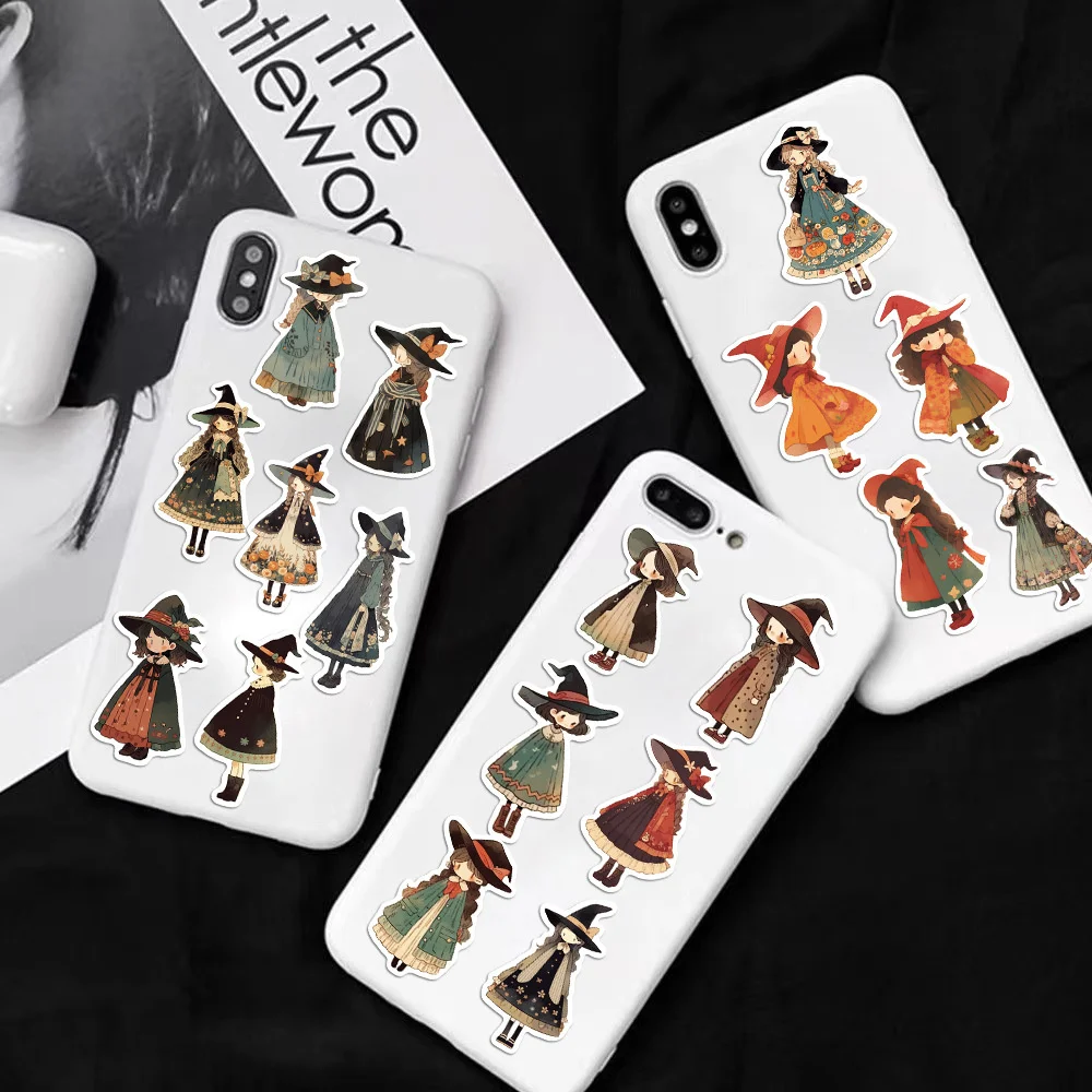 Anime Cute Witch Stickers Pack Ipad Suitcase Phone Case Laptop DIY Sticker Scrapbooking Supplies Journal Accessories 50pcs