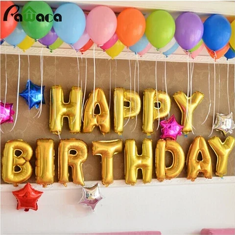 

16inch Gold Happy Birthday Balloons Foil Letter Ballons 1PC Wedding Party Decoration Baby Shower Air Balloon globos
