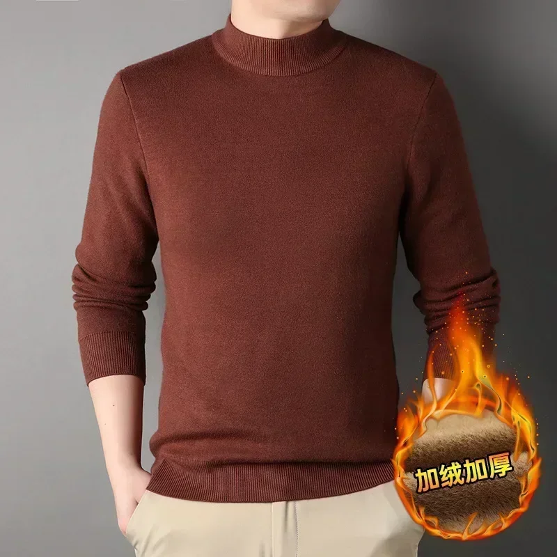 Wool 2024 Brand New Men's Cashmere Sweater Half Turtleneck Men Sweaters Knit Pullovers for Male Youth Slim Knitwear Man Sweater 6