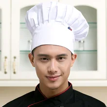 

1PC Chef Hat Adjustable Baker Kitchen Cook Restaurants Catering Elastic Cap Men Women Black Red White Striped Plain Cooker Hat