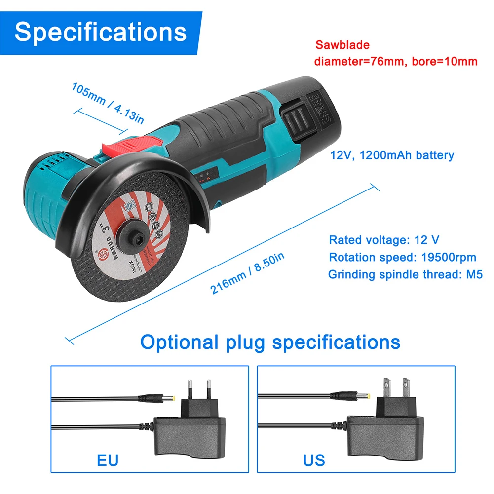 12V Brushless / Brushed Angle Grinder Lithium Battery 19500Rpm Cordless Mini Polishing Machine Diamond Cutting Grinder Tools 6