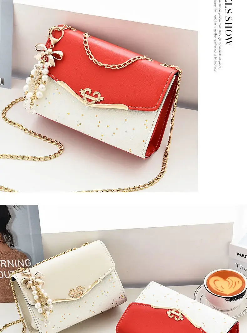 Fashionable Bright Leather Chain Crossbody Bag Women's Single Shoulder Small Square Bag Hot Sale of the Season New Style