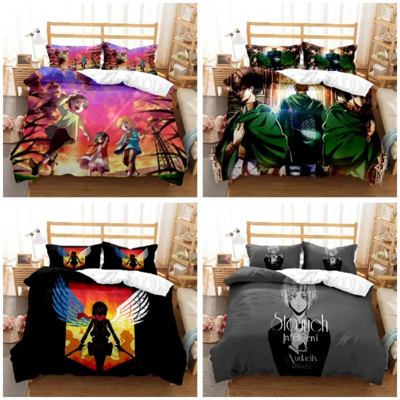 

Attack on Titan Printed polyester bedding soft and comfortable bedding set Quilt cover pillowcase Customizable