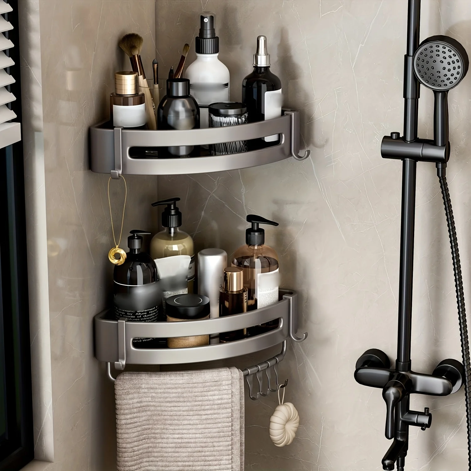 No-Drill Bathroom Corner Shelf 5