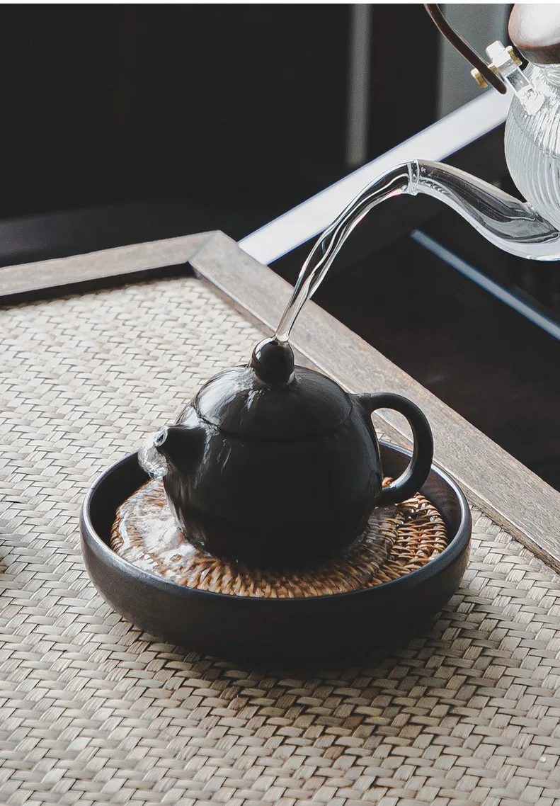 Vintage Coarse Pottery Teapot Tray Water Storage Kettle Mat