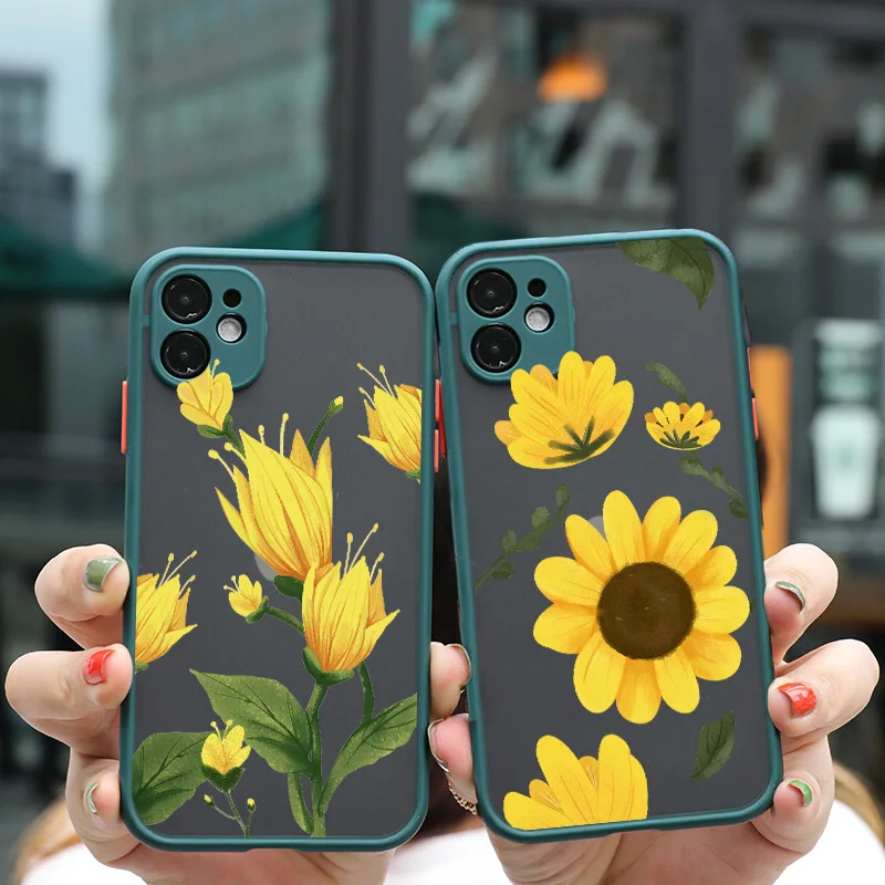 Sunflower & Chrysanthemum Shockproof Phone Case - Vibrant Floral Design Back Cover