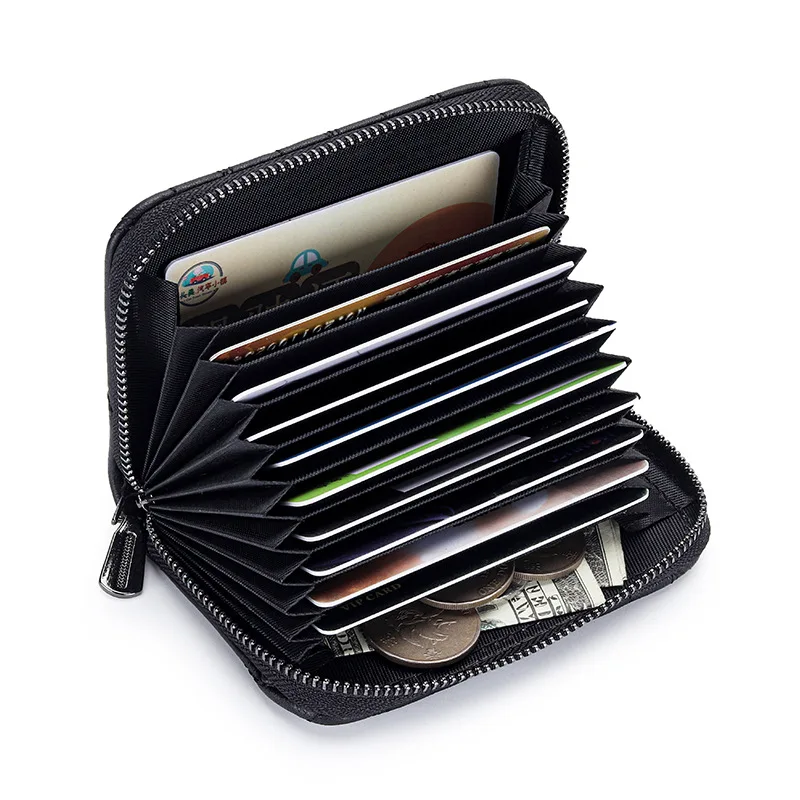 RFID 9 Card Slots Credit Card Holder Genuine Leather Small