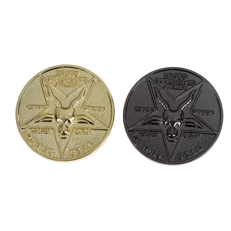 1PCS Cattle Commemorative Coin Lucifer Morningstar Satanic Pentecost Cosplay Coin Commemorative Coin Badge