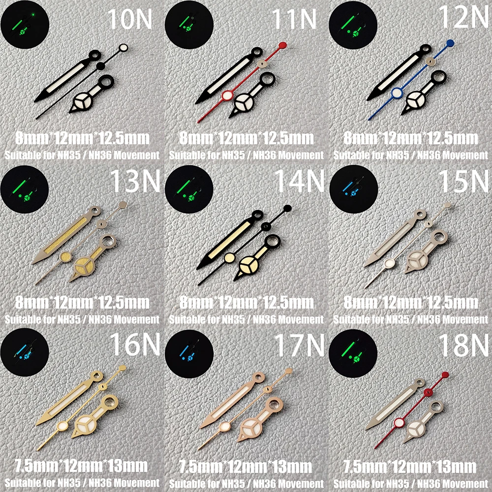 Watch Accessories Watch Hands NH35 Hands C3 Green And Blue Luminous Suitable For NH35/NH36 Movement 1N-38N
