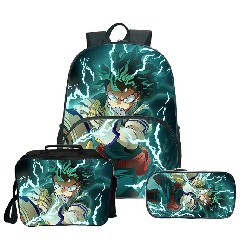 My Hero Academia Backpack School Bag Men Women Bagpack Outdoor Lunch Bag for Teen Izuku Midoriya