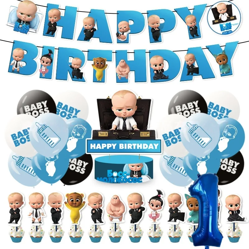 Cartoon Boss-Baby Familien-Thema Ballonset Geburtstagsparty Dekoration Baby-Shower Zubehör Zahlenballons Geschenk – Detail 1