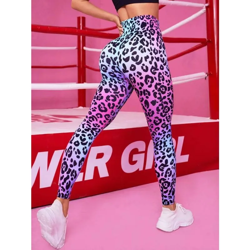 Pink Animal Lycra High Waisted Leggings 