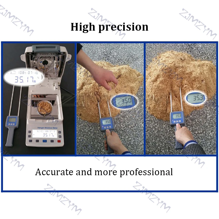 TK100W Hygrometers Professional Wood Sawdust Powder Hay Bale Peat Moisture Meter Tester Digital LCD Humidity Moisture Analyzer