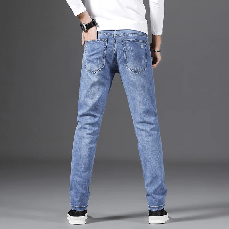 biker jeans Four Seasons Jeans Men's Slim Business Casual Straight Loose Long Pants 2022 Autumn Versatile Trend cargo jeans