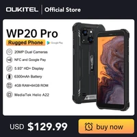 (Światowa premiera) Oukitel WP20 Pro wytrzymały smartfon 5.93 "4GB + 64GB 6300mAh Octa Core telefon komórkowy 20MP telefon komórkowy NFC 1