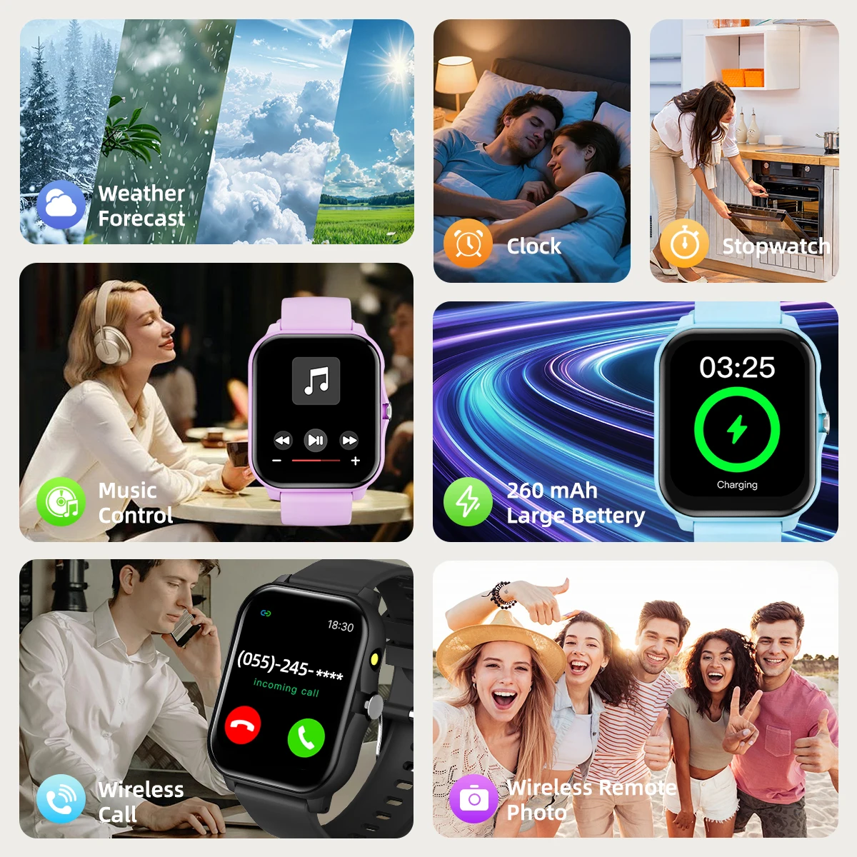 2026 New Men Ladies Smart Watch Bluetooth Talk 1.83 inch HD Display Social Notifications Music Control for Android IOS iPhone 5