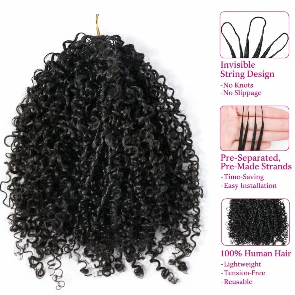 Deep Pixie Curls Crochet Hair Pre Separated Knotless Miracle Knot Braids 12A Small Spirals Curly Crochet Human Hair Extensions 3