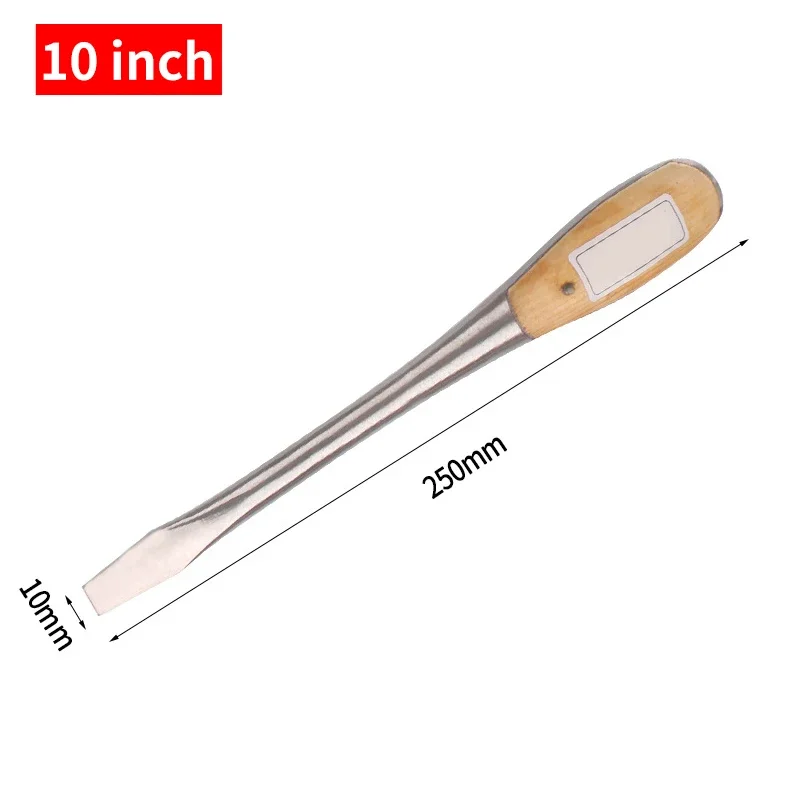 Einteiliger, robuster Schlitzschraubendreher mit Holzgriff, klopfbare flache Klinge, 6/8/10/12 Zoll, Heim-Machine-Handreparaturwerkzeuge – Detail 10