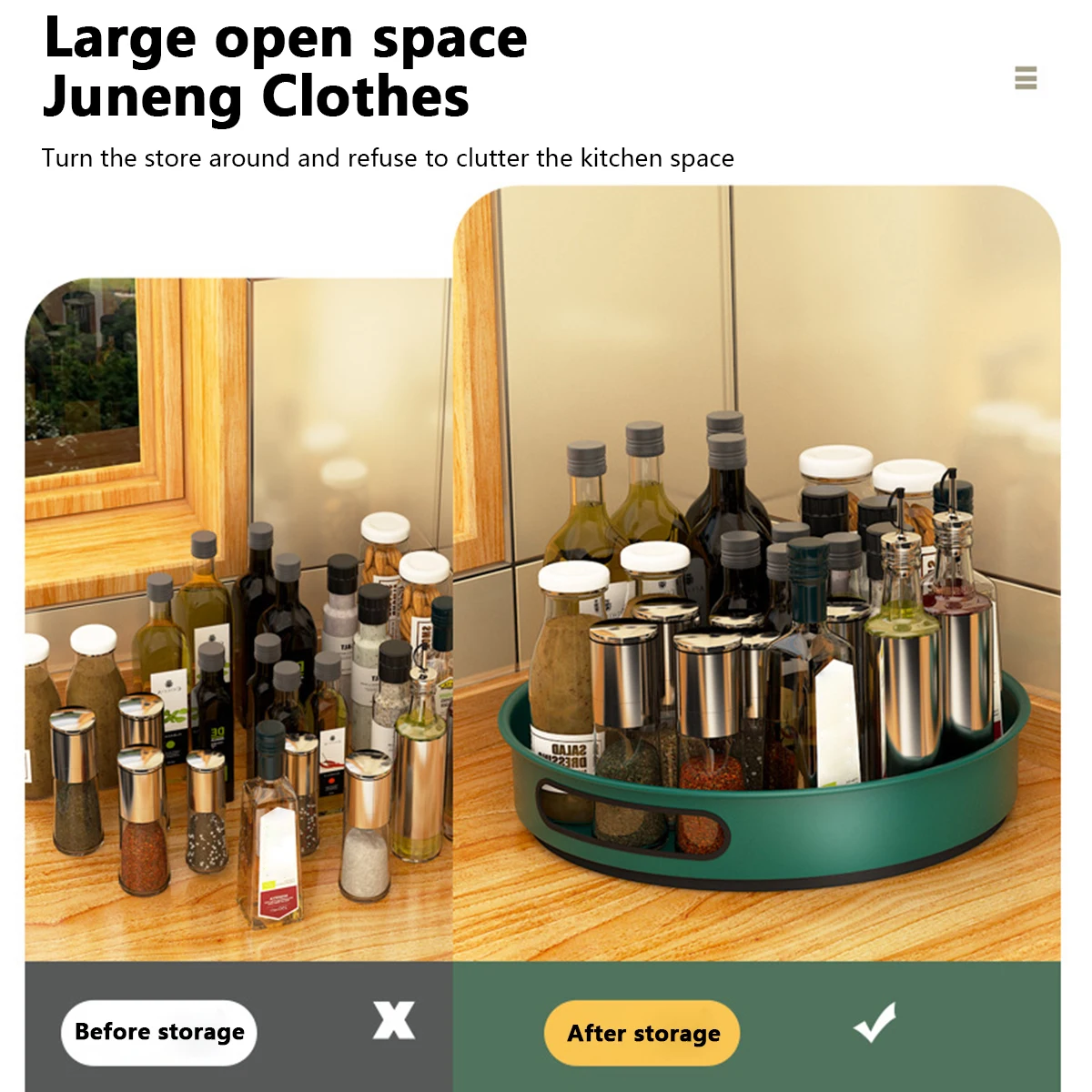 Stainless Steel 360 Rotation Turntable Cabinet Organizer Spice Rack for Kitchen Storage Rotating Condiment Holder Spice Rack Rotating Storage Organizer