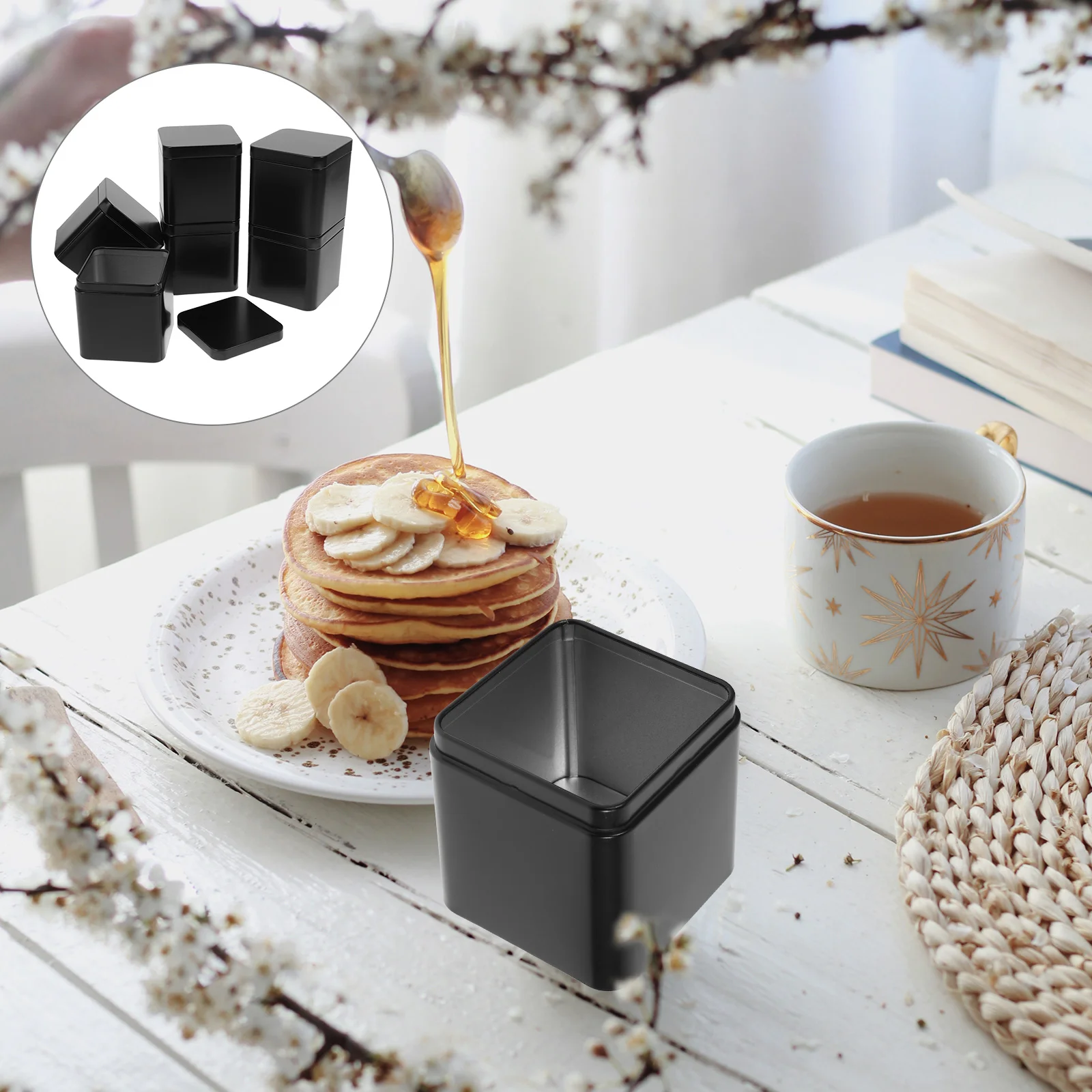 

Tea Capacity Airtight Tin Can Leaves Canister Tinplate Biscuits Storage Container Bottle