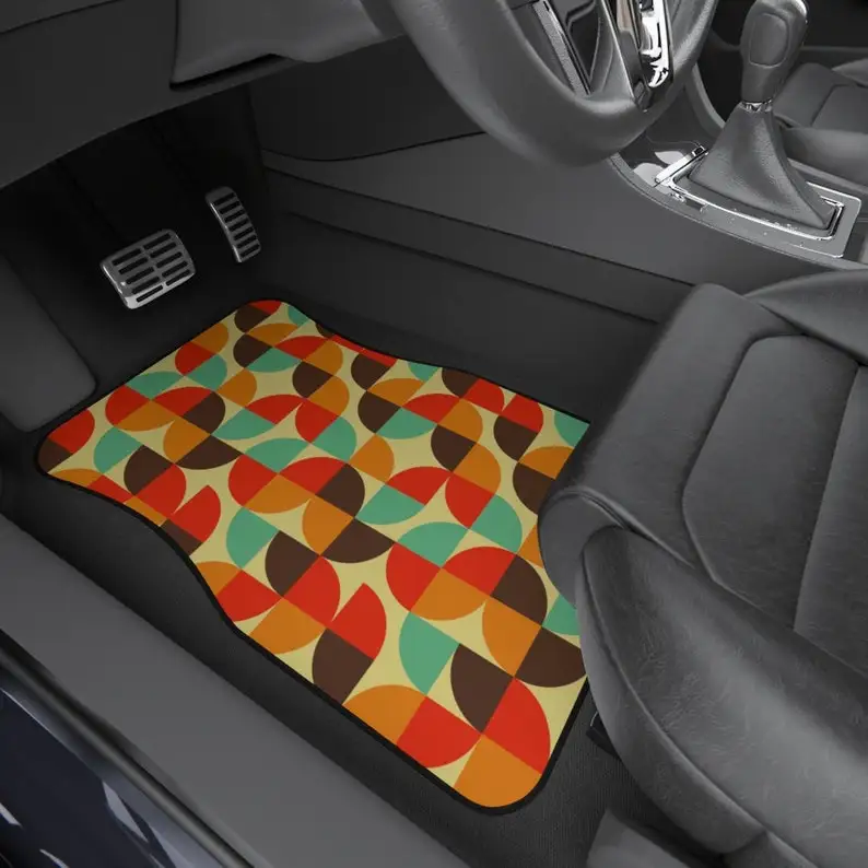 

Retro Car Mats (2x Front), Hippie Car Mats, 70's Car Mats