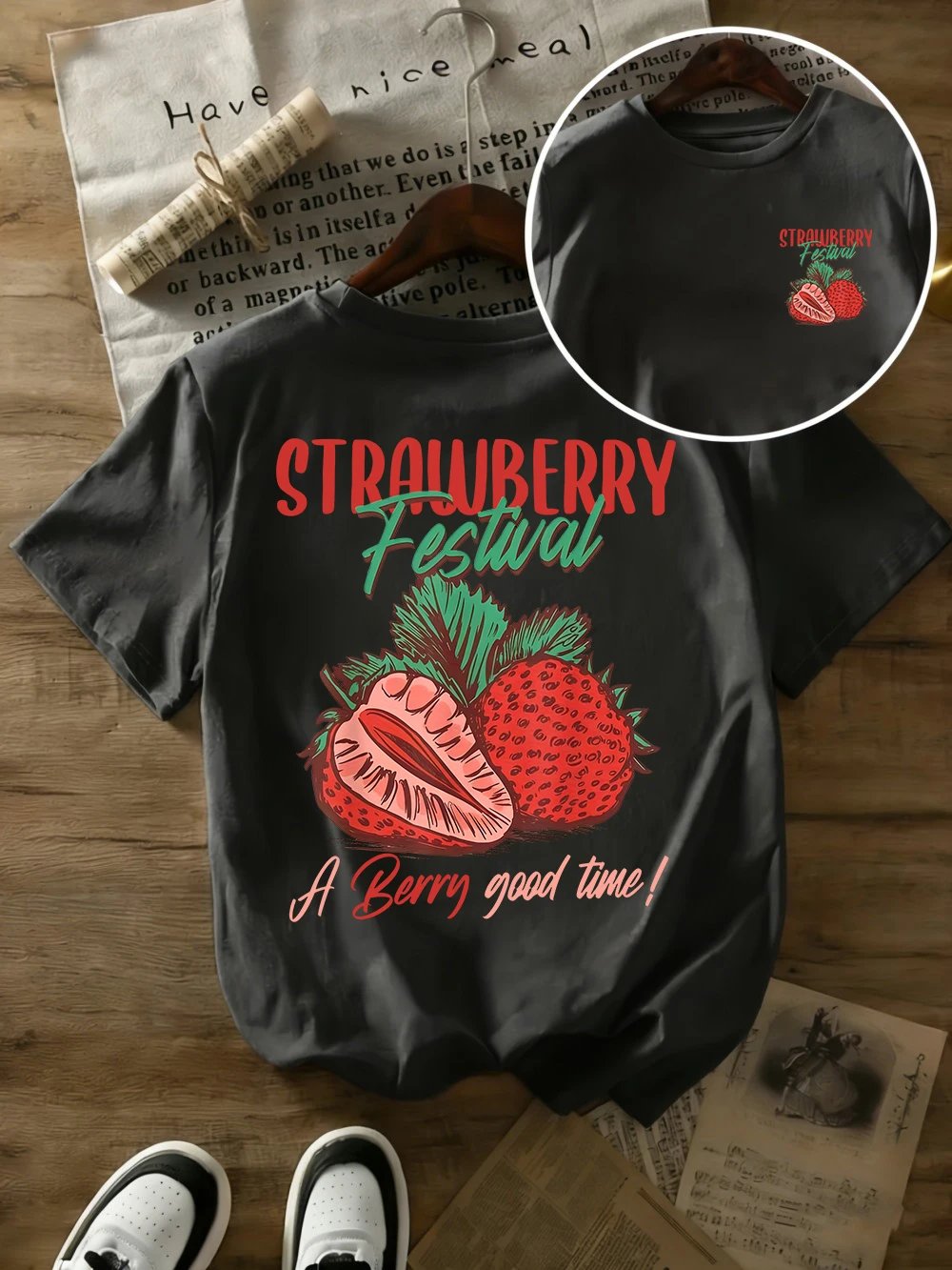 Strawberry Festival Oversized Women's Cotton T-Shirts - Soft & Comfortable Summer Tees