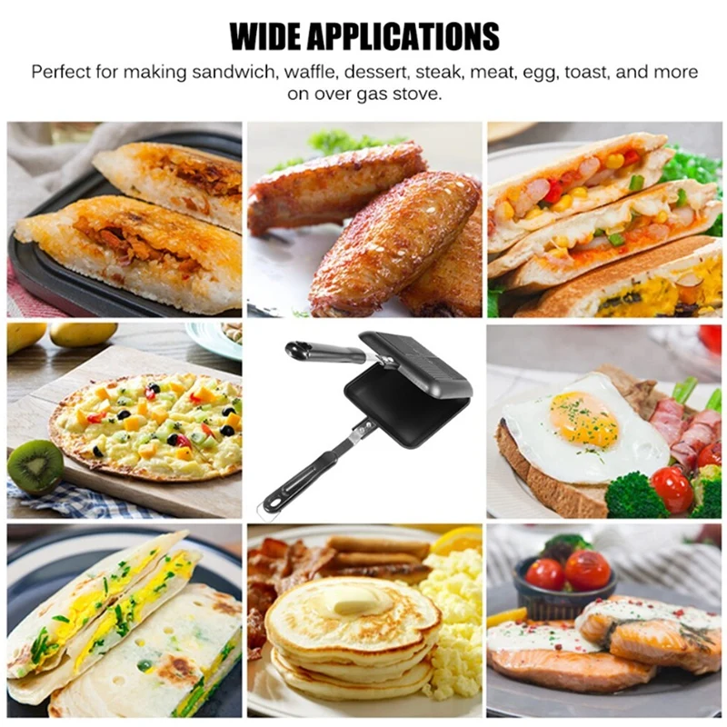 Sandwich Maker KOONAN Grilled Sandwich Maker Double-Sided Bread Toast Breakfast Machine Hotdog Sandwich Pan Non-Stick Aluminum Flip Pan
