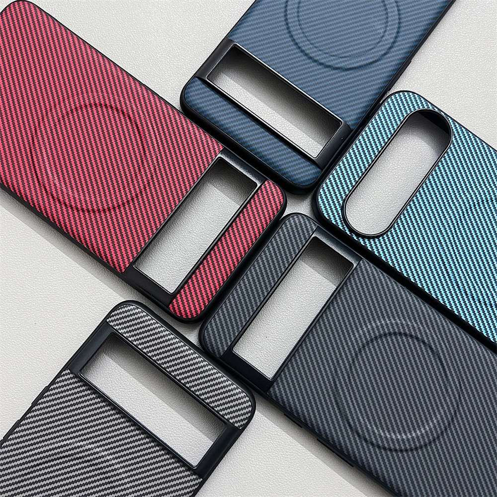 Matte Slim Carbon Fiber Pattern Magnetic Phone Case - Hard Armor Cover