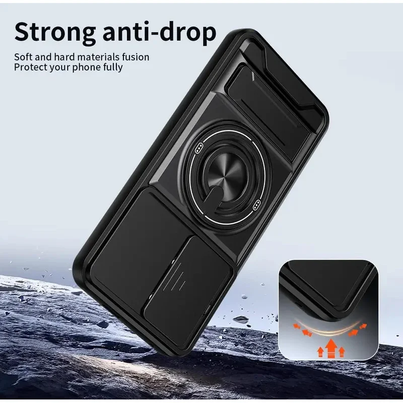 Magnetic Stand Slide Camera Protector Shockproof Armor Hard Case