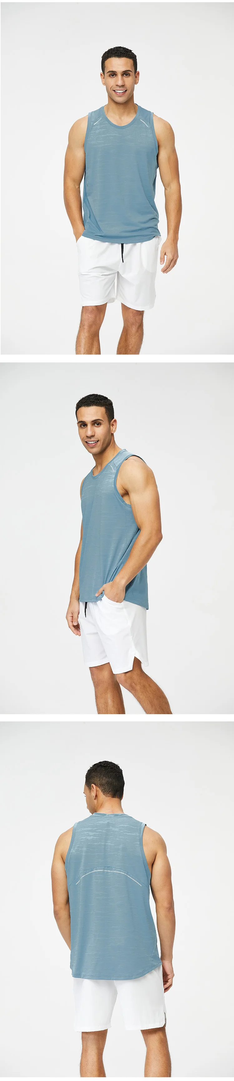 Quick Dry O-neck Fitness Tank Top Men Summer Muscle Vest Gym Clothing Bodybuilding Sleeveless Shirt Workout Sports Singlets