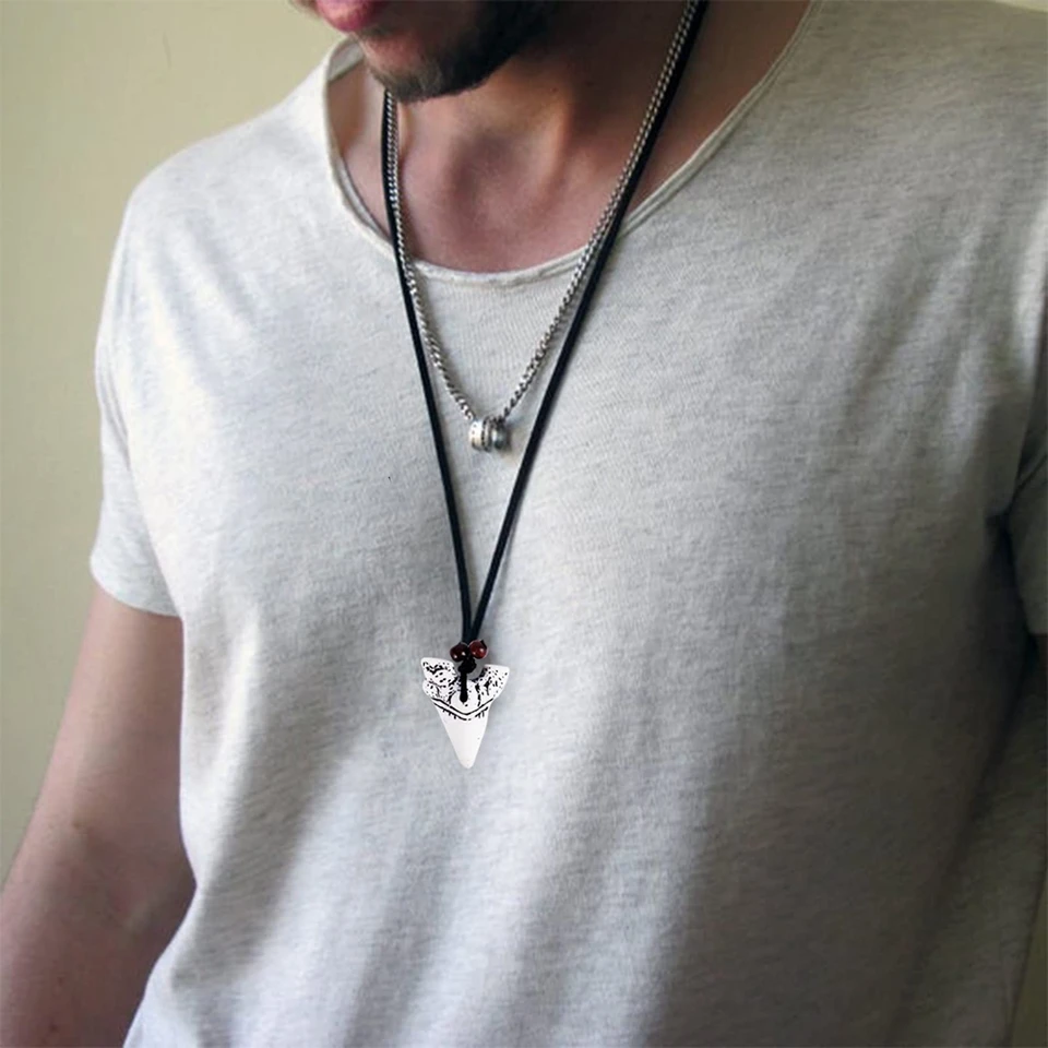 Dente Di Squalo Tigre Moderna Bianco 1-1/8 Di Pollice Torched Migliori Gioiellerie Di Denti Fatti Per Ordine Pendente Di Collana S4-107 - Italia - Foto 6