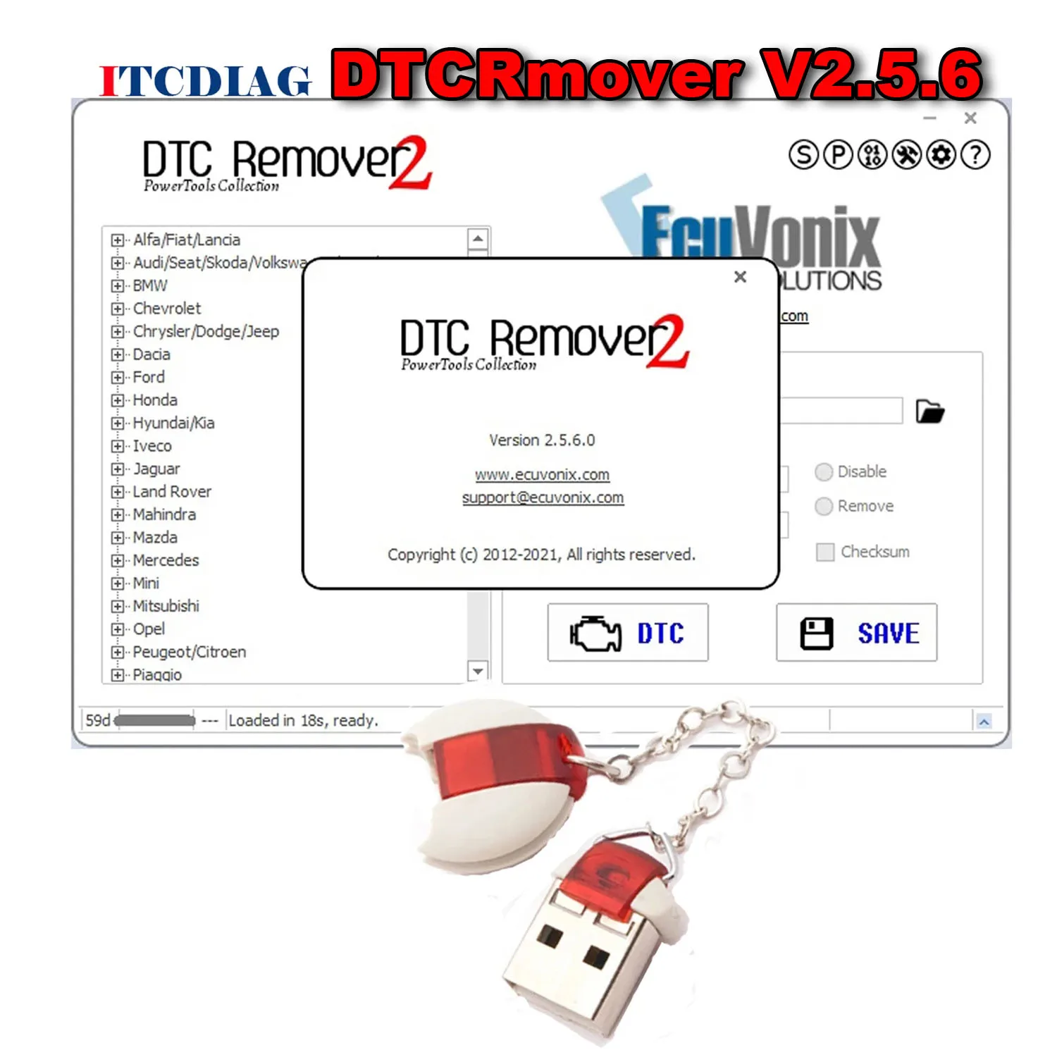 

V2.5.6 DTCRemover 2 DTC Remover DTC off Delete Software DTCRemover2 Remove or Disable DTCs in Different ECUs ECU Progammmer