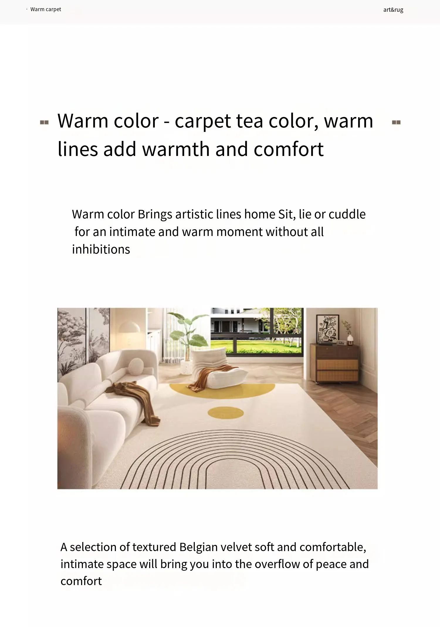 Cream Style Carpet | Modern Striped Area Rug - Non Slip Mat for Living Room