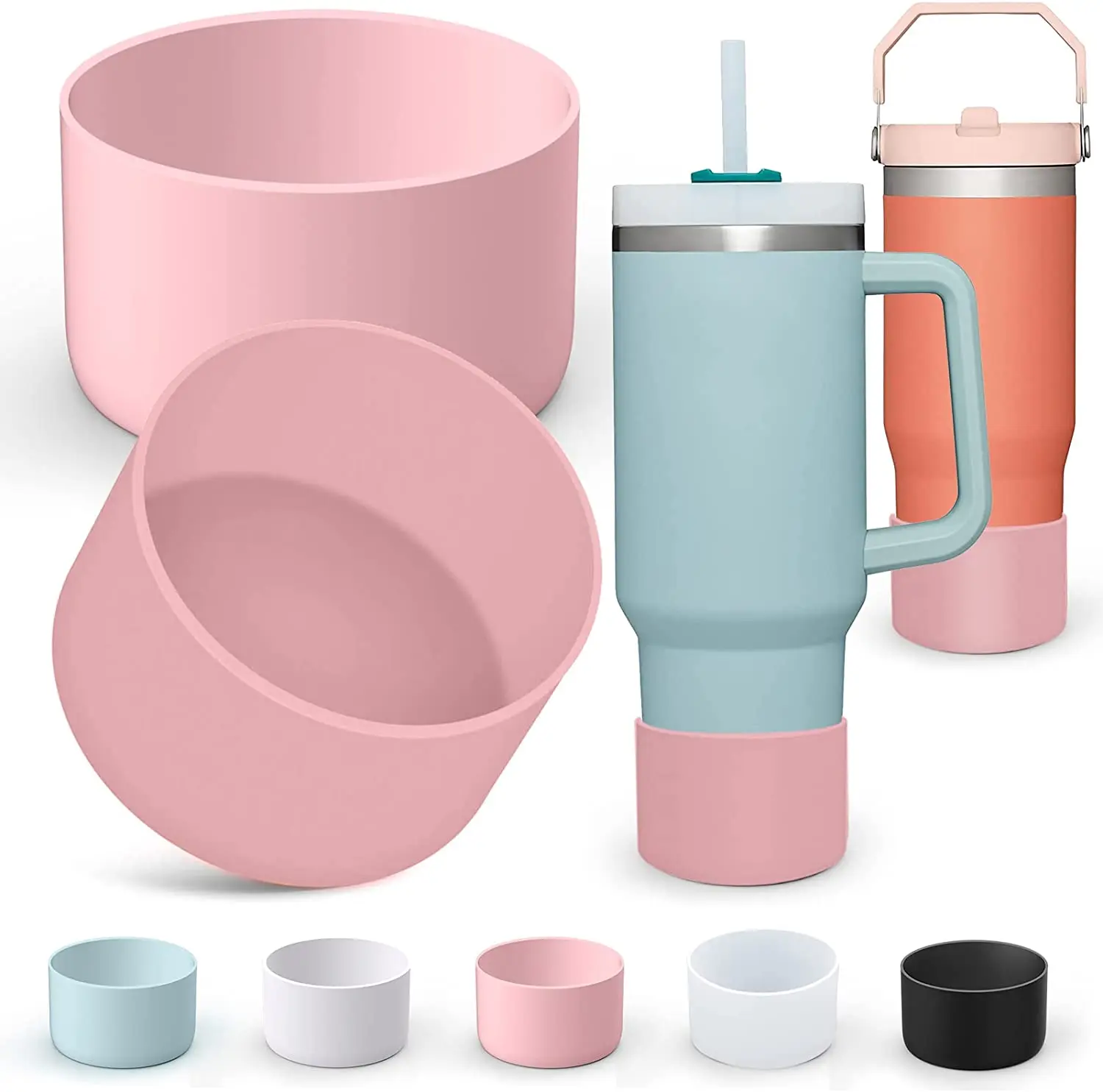 7.5cm Silicone Cup Bottom for Stanley 40oz Adventure Coffee Tumbler Ice Flow Flip 30 oz 20oz Bottle Bottom Sleeve Cover AntiSlip