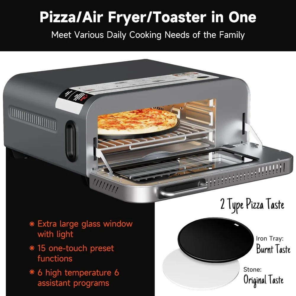 Air Fryer Toaster Oven Combo, 15-IN-1 Digital Stainless Steel Airfryer,18L Pizza Oven for 12' pizza / 9 slices, Flip Away Oven 2