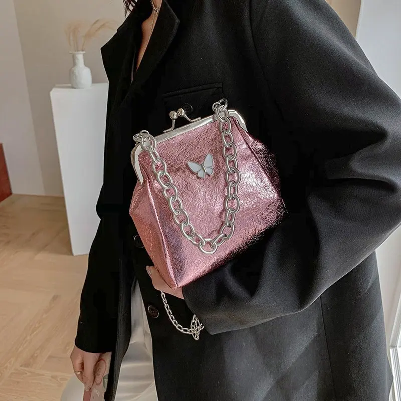 

Модная сумка с застежкой-бабочкой, сумочки на цепочке, маленькие сумки через плечо Kisslock для женщин, кошельки для телефона, сумка на плечо, вечерние сумки