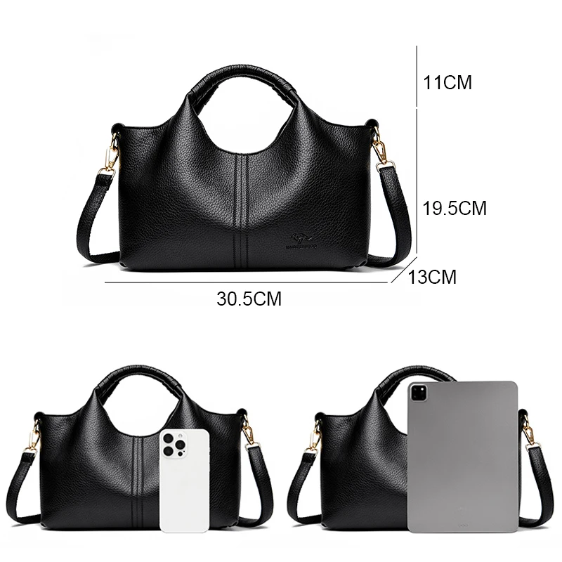 รูปสินค้า กระเป๋าหนัง Tote แฟชั่นผู้หญิง ความจุใหญ่ ไหล่เดี่ยว Crossbody