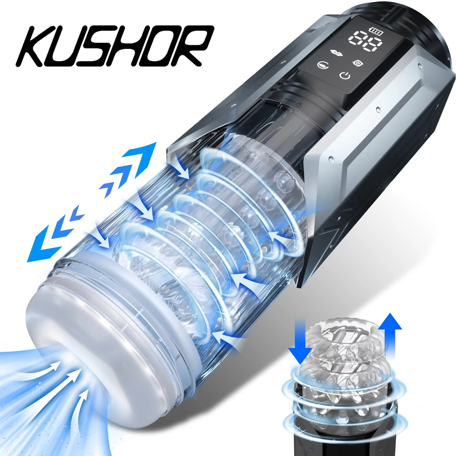 LCD 3in1 Automatischer männlicher Mastubator Blowjob Masturbationstasse mit 7 Saug- und Stoß- und Rotierenden Modi Pocket Pussy Man Sexspielzeug 1