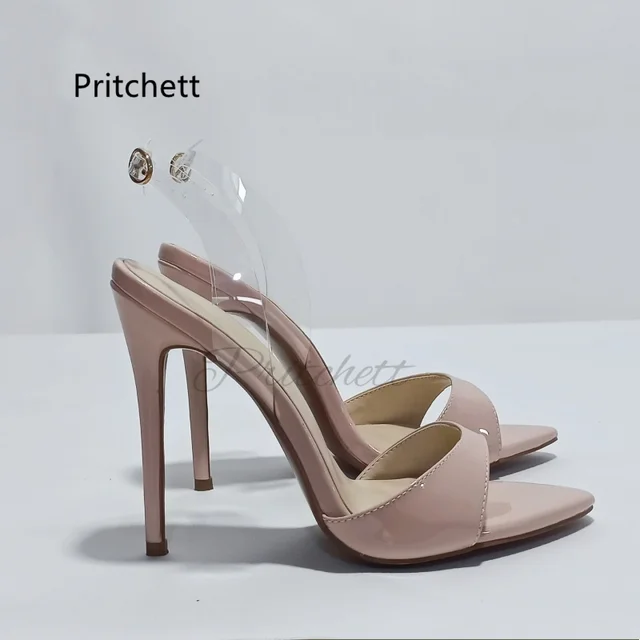 Lack leder High Heels Sandalen für Frauen einfarbige spitze Zehen