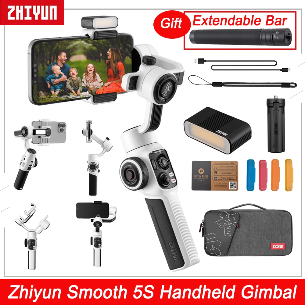 Zhiyun Smooth 5S Combo 3-Axis Palmare Gimbal Focus Pull & Zoom Capacity Stabilizzatore Per Smartphone Huawei Samsung Iphone 13 12