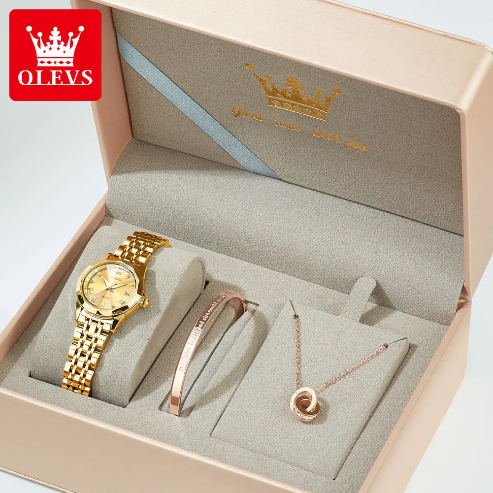 OLEVS 9931 Women's Watch Waterproof Luxury Diamond Quartz Watch For Women Roman Scale Calendar Luminous Elegant Woman Wristwatch