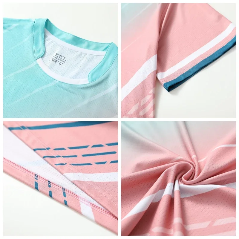 Summer Quick Drying Badminton Suit Set for Men's and Women's Short sleeved Top Sports Competition Clothing Table Tennis Training