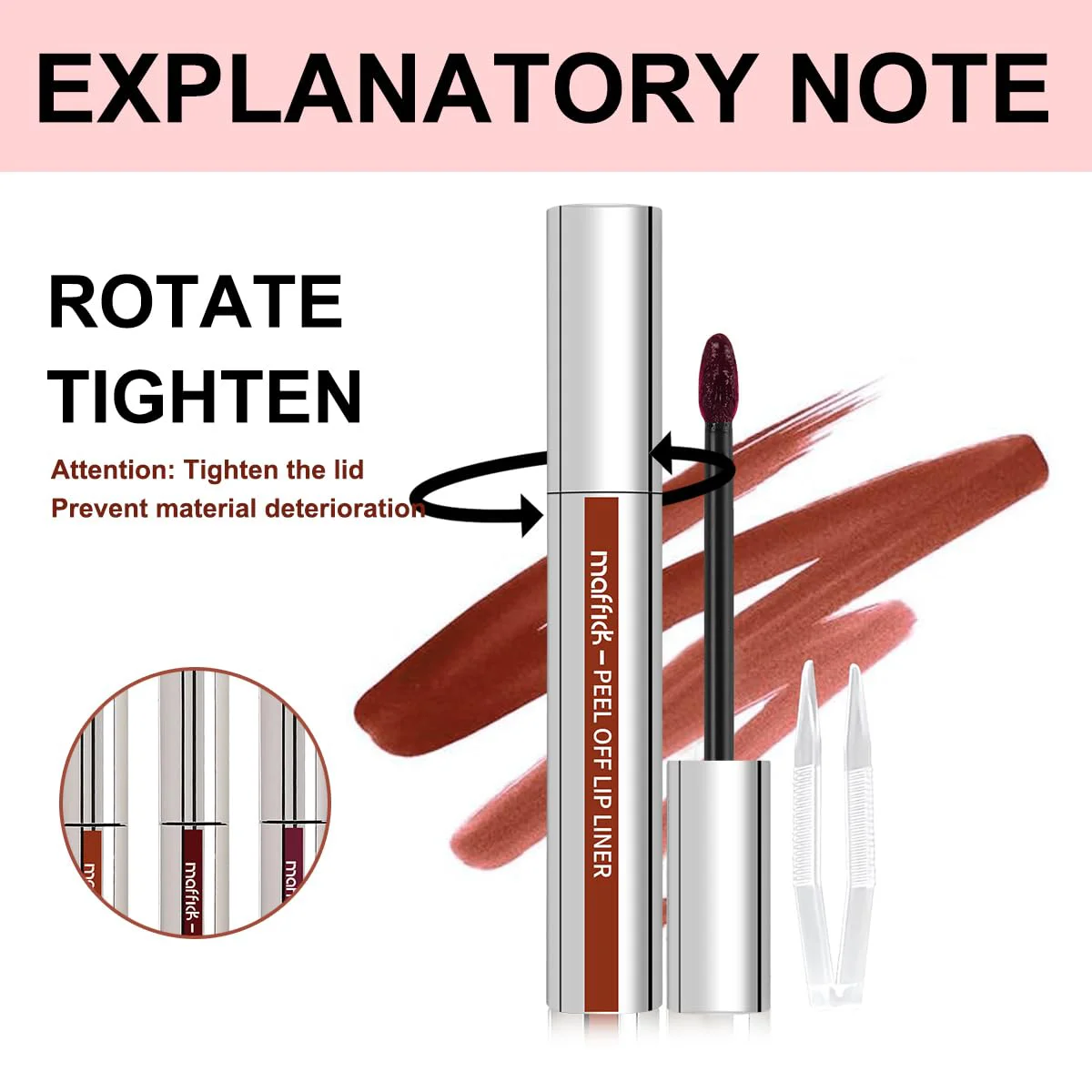 3PCS Lip Stain Liner, Long Lasting lip liner peel off stain,Natural Peel Off Lip Stain,Matte Tattoo Lip Liner Stain Peel Off 4