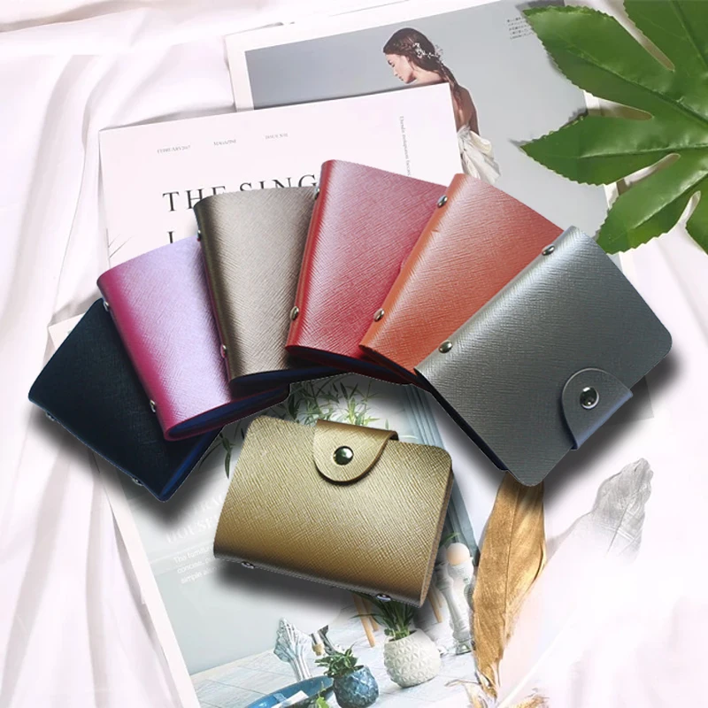 

Retro PU 24 Cards Credit Card Holder Bus Bank Card Holder Card Wallet Large Capacity Card Cash Storage Clip Case ID Holder Pouch